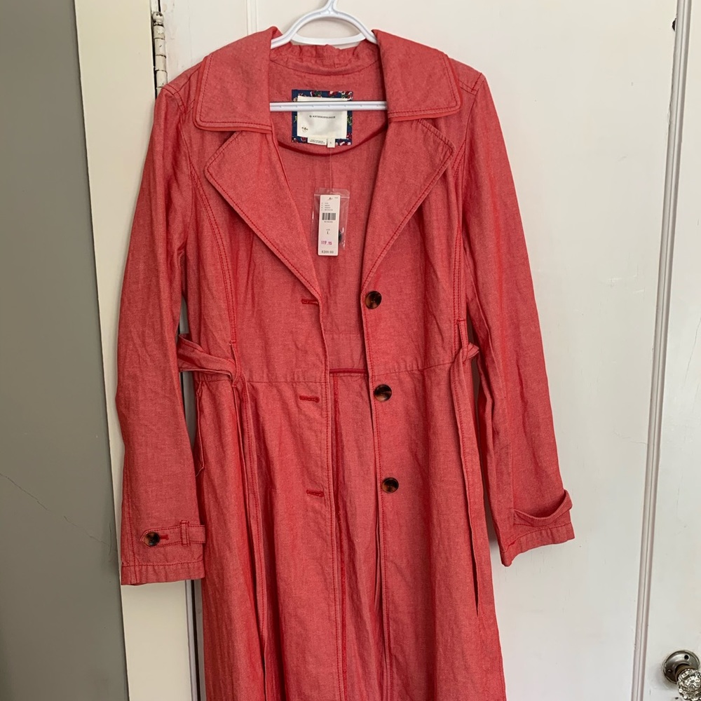 Anthropologie red Elle Trench Coat